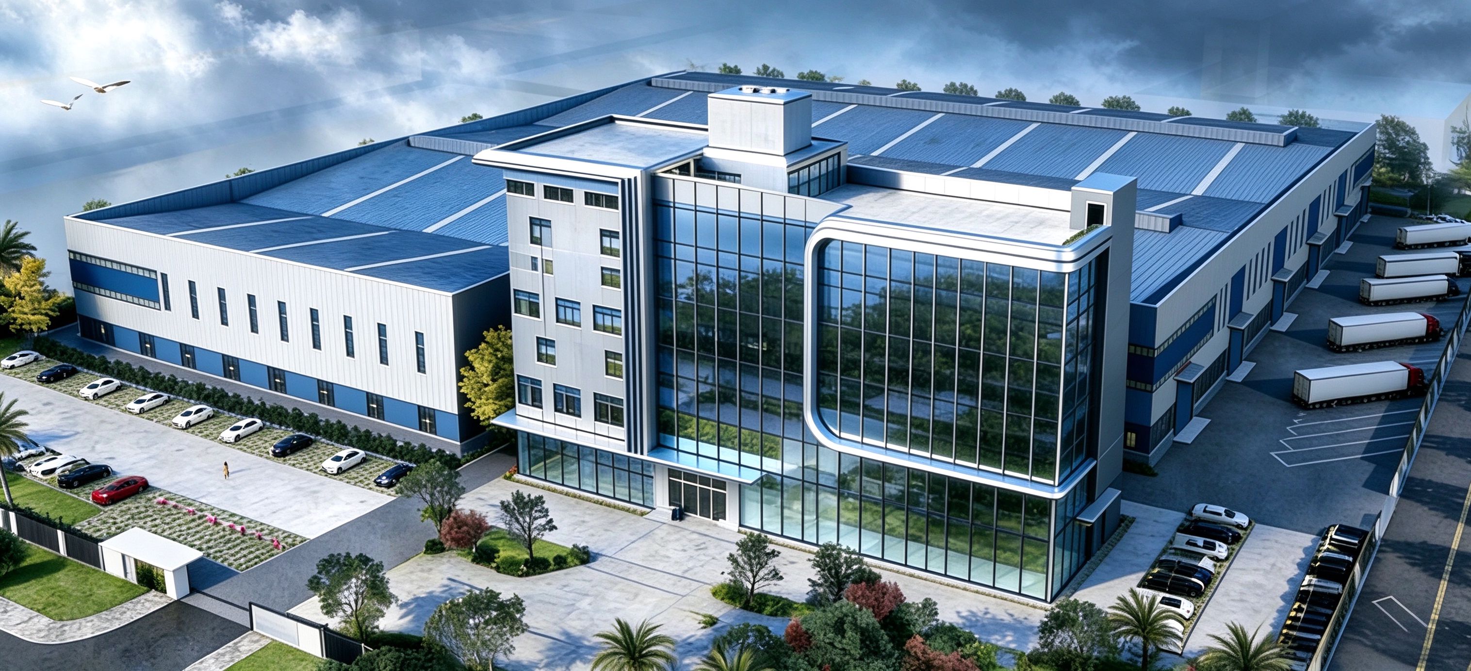 Aerial view of the Weilin Qinli manufacturing campus